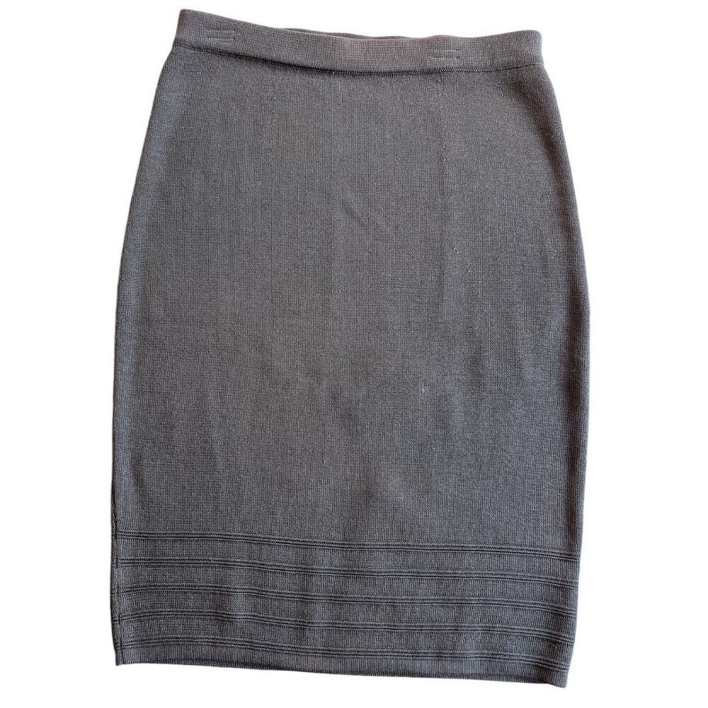 Peruvian Connection Anthro Pima Cotton Knit Skirt S Mushroom Brown Work Career